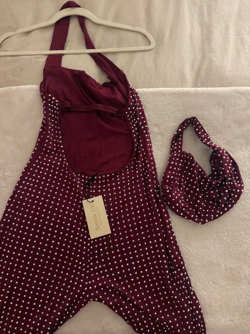 Sorelle uk aluna Halter Cropped Jumpsuit in Burgundy - Picture 4 of 5
